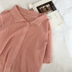 POLO 넥 펀칭 티셔츠 여성 여름 신 와이드 루즈핏 만능코디