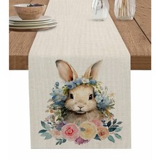 부활절 토끼 귀 계란 질감 테이블 러너 웨딩 다이닝 장식 주방 식탁보, 90x33cm 35x13inch, u, 1개