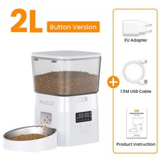 자동 반려 동물 먹이 공급기 단추 버전 고양이 디펜서 스마트 컨, 1개, 4.White With EU Plug