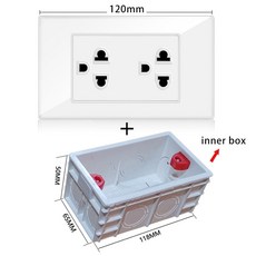 JHJCH 강화 유리 미국 다기능 소켓 2.1A 듀얼 USB 전원 어댑터 15A 표준 듀플렉스, Universal socket-box, 110 250V, 1개