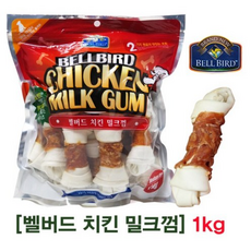  벨버드 코스트코 치킨밀크껌 1kg_애견간식_대형견껌_개껌_벨버드껌_강아지껌, 2개 