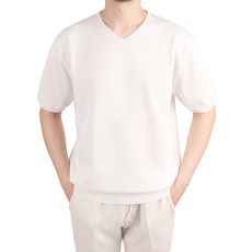 남자브이넥반팔니트