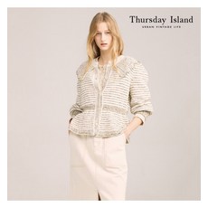 국내매장판 써스데이아일랜드 THURSDAYISLAND 시퀸 스트라이프 카라 가디건T222MCD134W 216597