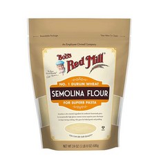Bobs Red Mill 세몰리나 파스타 가루 (24 온즈) 아침 식사 밥스 레드밀 뮤즐리 통밀 곡물 가루 파우더 제빵, 1팩, 1.5 파운드