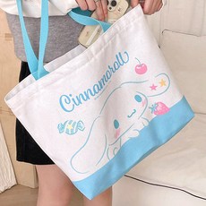 시나모롤 빼꼼 화이트 에코백 캔버스 면가방 시장 쇼핑 학생 학원 에코백