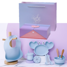 마이프레셔스 Silicone Baby Feeding Set 식품등급 유아 이유식 식기 흡착식판 6종세트 출산선물 아기선물세트 흡착볼 유아식기 아기식기 유아식판 아기식판 100일선물, 그린세트+고급선물포장