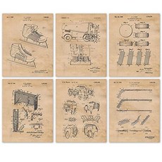 레트로 하키 특허 아트 포스터 인쇄 6 장 (8x10) 프레임리스 사진 20 달러 미만의 만리장성 장식 예술 선물 가정 사무실 차고 상점 스튜디오 동굴 학생 교사 코치 팀 NHL 팬, 본상품