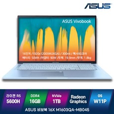 가성비노트북 ASUS노트북 비보북 M1603QA-MB045, 1TB, WIN11 Pro, ASUS 비보북 M1603QA-MB045, 라이젠5, 실버,
