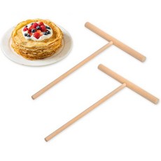 DS. 독특한 스타일의 크레페 스프레더 2피스 6.1인치 x 4.7인치 천연 나무 T자형 도구 메이커 팬케이크, DS. 독특한 스타일의 크레페 스프레더 2피스 6.1인