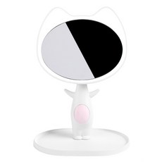 고양이 LED 화장 메이크업 스마트 테이블 미러 램프 여자친구 선물, 프린세스 화이트