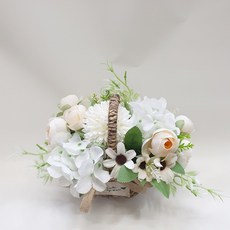 영하우스 납골당 미니 꽃다발 조화장식 성묘 추모꽃, 퐁퐁믹스꽃바구니피치