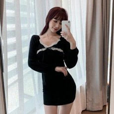 파티복 이브닝 웨딩 드레스 돌잔치 피로연 셀프 프렌치 앤티크 노블레스 타이트 스커트 레이스 숄더로 날씬한 긴팔 원피스 여 추동