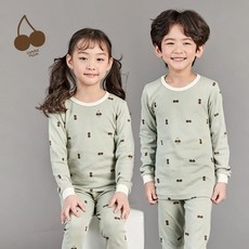 캐릭모아키즈 30수 유아내복 아동내의 주니어실내복 잠옷 그린체리