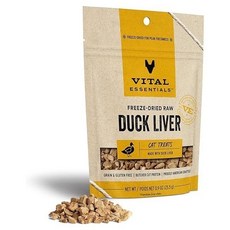 Vital Essentials 동결 건조 생 단일 성분 고양이 간식 오리 간 0.9온스, Duck Live, 2.1 Ounce [Pack, 25.5g, 1개 - 바이탈에센셜