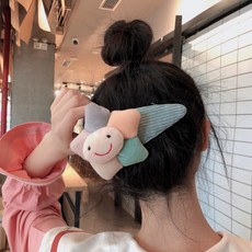 스마일 별 대왕 머리 똑딱핀 삔 왕큰 헤어 핀