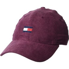 타미 힐피거 남성 코튼 아딘 조절 가능한 야구 모자, One Size, Deep Rouge, 1개