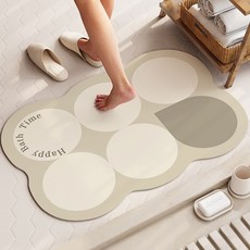 디아쿠아 인테리어 감성 미끄럼방지 규조토 욕실 발매트, 물방울포인트