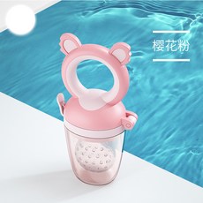 아기 과채와 락스 스틱 아기 이유식기 실리콘 그물 파우치, 핑크색, 1개