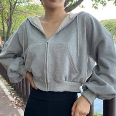 퍼프 쭈리 크롭 후드집업