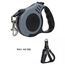 강아지 고양이 애견 자동 리드줄 샌책줄+목줄/하네스 세트 5m 반려동물 리드줄 가슴줄, 블랙(리드줄+하네스), 1.5-4kg, 1개