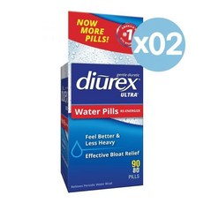 Diurex Ultra 디우렉스 울트라 리에너자이징 워터 필스 90정 2팩 Re-Energizing Water Pills - Relieve Bloat Feel Better & Le, 2개, 90개