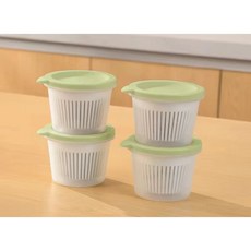 주방 냉장고 수납함 파 생강 마늘 수납함 냉동 가능, 4개, 그린