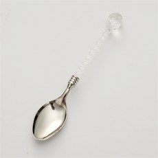 크리스탈 투명 핸들 커피 스푼 디저트 테이블 장식 믹싱 바 식기 2개 1개, 1PC Silver A