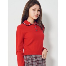 에잇세컨즈 레드 버튼업 칼라 포인트 풀오버 니트 (110X51BY36)