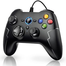 이지SMX 유선 게이밍 컨트롤러 PC 게임 조이스틱 듀얼 진동 터보 및 트리거 버튼 포함 윈도우 PS3 안드로이드 TV 박스 테슬라(블랙), EasySMX 카모플라주