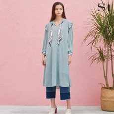 씨 후드 패턴 스트랩 도트 민트 원피스 SAOAC9511