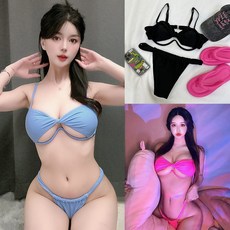 [유유존] 와이어언더붑비키니 수영복 꼬임 세트 비치웨어 여성, M, 와이어언더붑비키니_블랙