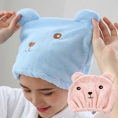 1+1 극세사 드라이 헤어 타올 머리건조, 1세트, 블루+핑크