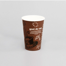 13온스 커피잔 브라운 테이크아웃 일회용 인쇄 종이컵 390ml 1000개 카페 핫컵, 1개