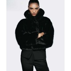 ZARA 여성점퍼 하이엔드 인조 모피 블랙 무스탕 재킷
