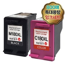 삼성 (잉크세트) INK-M180 INK-C180 특대용량 검정 컬러 SL-J1770FW J1660 J1663 J1665 M180XL C180XL 라온잉크, 1세트