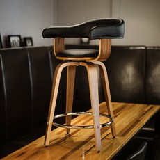채플린 회전 원목 가죽 홈바텐 높은 아일랜드식탁 홈바 의자, 60cm블랙