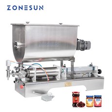 ZONESUN 칠리 소스 필링 머신 페이스트 버터 정량 필러 공압 슬러리용 혼합 60L, 50 to 500ml, 220V, 1개