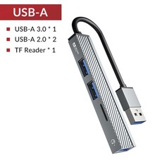 SANZANG C타입 허브 USB 3.0 멀티 스플리터 알루미늄 어댑터 휴대용 TF 독 맥북 프로 PC 컴퓨터 액세서리, 01 USB-A ( TF - 3 USB ), 한개옵션1