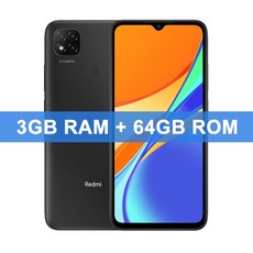 [비핏몰] 글로벌 버전 Xiaomi Redmi 9C 휴대 전화 3GB RAM 64GB ROM MTK Helio G35 13MP 트리플 카메라 5000mAh 배터리 10W 충전, 공식 표준, 3GB 64GB 그레이