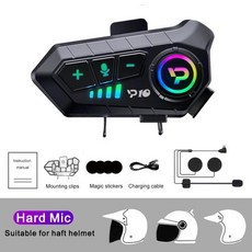 Kebidumei Y10 블루투스 오토바이 헬멧 헤드셋 무선 MP3 플레이어 2000Mah 매우 긴 대기 이어폰 소프트 하드 마이크 포함, Hard MIC