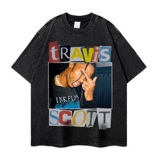 트레비스 스캇 Travis 프린트 티셔츠 힙합 스트리트 반팔 긴팔 레트로 래퍼 농구