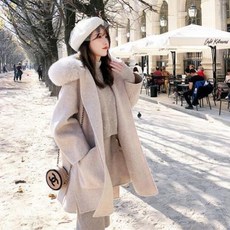 여자 코트 여성 홈쇼핑 산드로모스코니 양면 캐시미어 여 가을 겨울 폭스털 칼라 울
