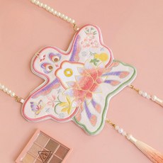 아동 여아 한복 가방 자수 진주 끈 크로스백