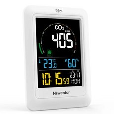 Newentor 실내 공기질 측정기 이산화탄소 감지기 음성 경고 디지털 온도 습도 센서 CO2 모니터, 1개