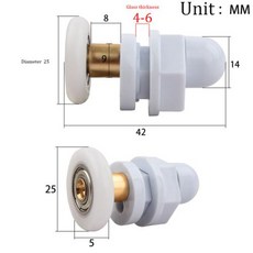 샤워 도어 롤러 19mm23mm25mm27mm29mm 유리 슬라이딩 도어용 교체 휠 4 개, 3) 25mm - 유리슬라이딩도어