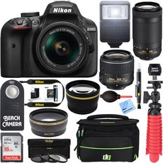 Nikon Nikon D3400 24.2MP DSLR Camera w/ AF-P 18-55 VR & 70-300mm Dual, 상세내용참조