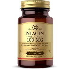 솔가 니아신 (비타민 B3) 100 mg 타블렛 무설탕 글루텐 프리, 100정, 1개