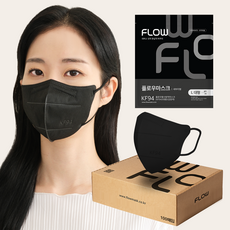 플로우 KF94 귀안아픈 숨쉬기편한 새부리형 마스크 대형, 100개입, 1개, 블랙