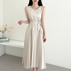 로로희 쥬크 톰보이 김남주 딘트 럭키슈에뜨 플리츠프릴츠 롱 민소매 나시 캐주얼 주름 원피스