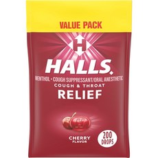 Halls 호올스 무설탕 기침캔디 사탕 체리맛 200알, 1개